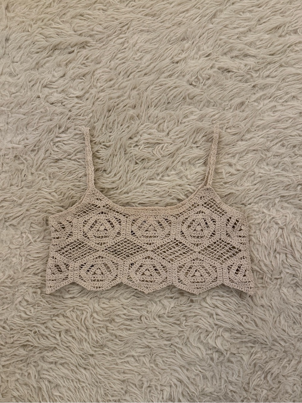 WOLF Crochet Lace Camisole Top - Beige